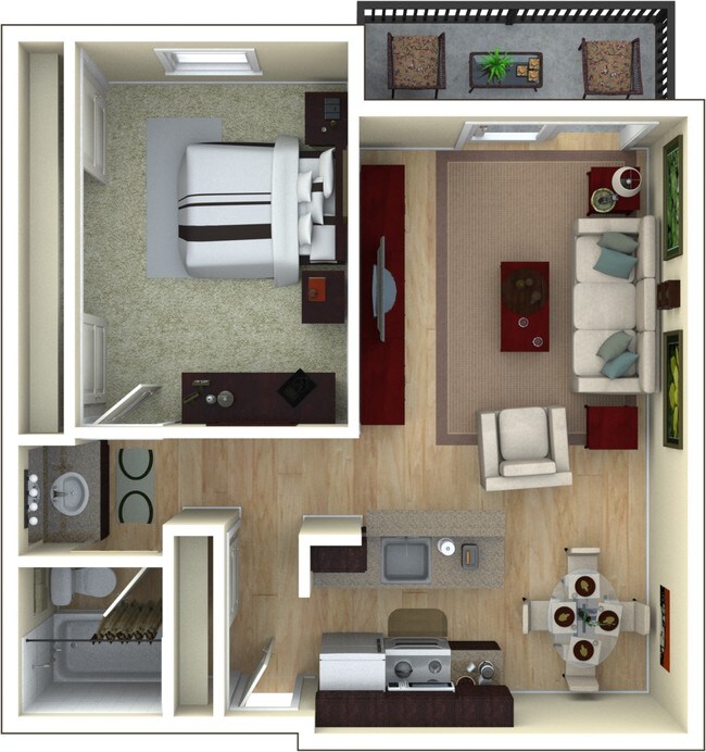 1 Bed 1 Bath Large 1087 1087 floor plan